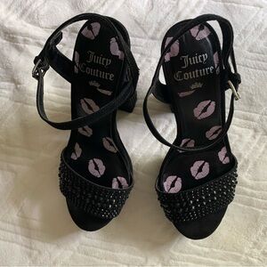 Juicy Couture Black Rhinestone Block Heels